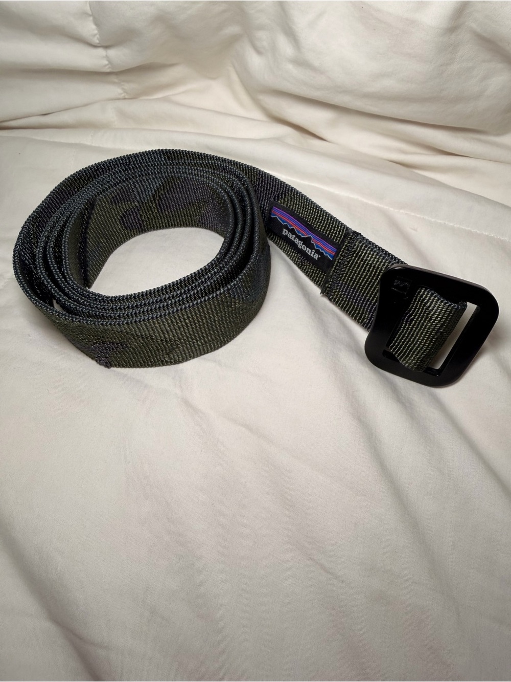 Patagonia Olive Green Camo Friction Belt